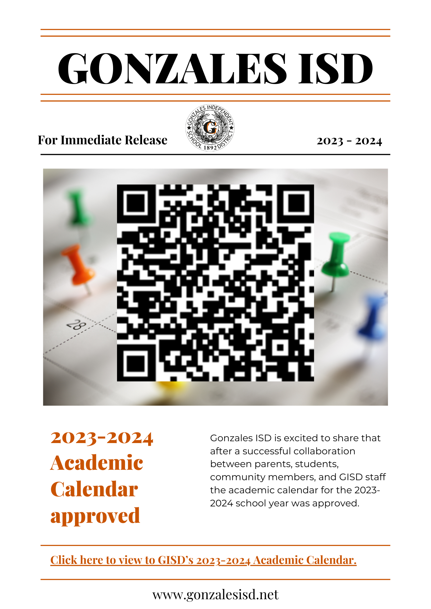 2023-2024 GISD Academic Calendar